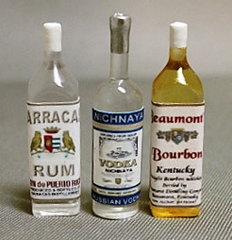 Dollhouse Miniature Liquor Set #3-Rum,Vodka,Bourbon